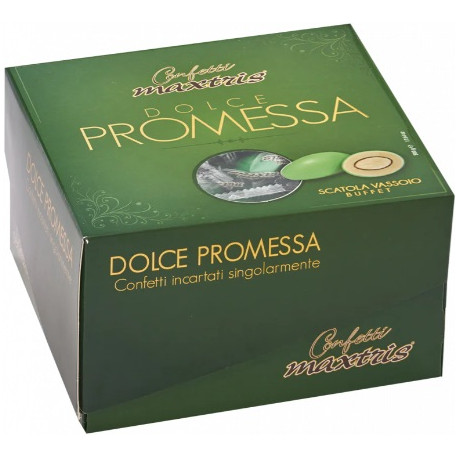 Vassoio Dolce Promessa Verde confetti verdi Maxtris incartati da 500 g