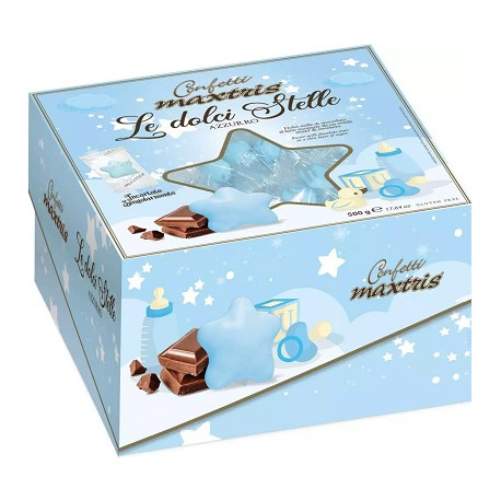 Le Dolci Stelle Celeste confetti celesti Maxtris incartati in vassoio 500 g Le Dolci Stelle Celeste confetti celesti Maxtris incartati in vassoio 500 g