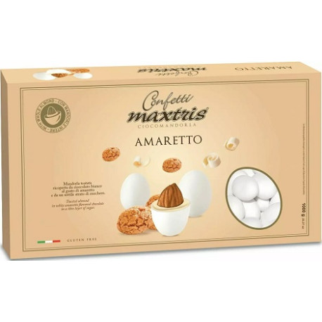 Maxtris Amaretto confetti bianchi 1Kg: confetti cioco-mandorla in confezione da Kg 1 Maxtris Amaretto confetti bianchi 1Kg: confetti cioco-mandorla in confezione da Kg 1