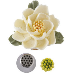 Beccuccio Cornetto Decora N. 10 - Erba e Fili Frastagliati Sottili | Acciaio Inox | Decorazioni Fiori 3D Diretti