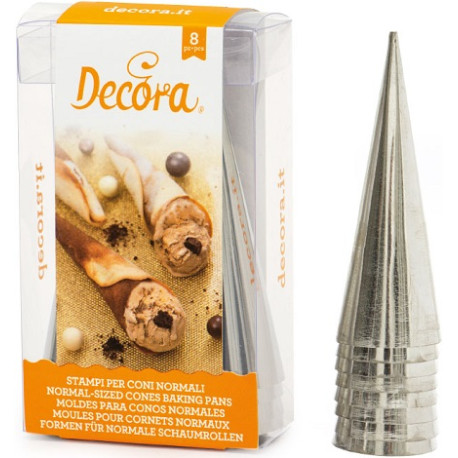 Set 8 formine coni normali in acciaio inox ø4xh12 cm da Decora Set 8 formine coni normali in acciaio inox ø4xh12 cm da Decora