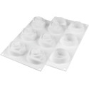 Rosa 145 Silikomart: stampo in silicone bianco per 6 rose di ø7xh5,5 cm