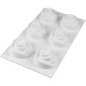 Rosa 145 Silikomart: stampo in silicone bianco per 6 rose di ø7xh5,5 cm
