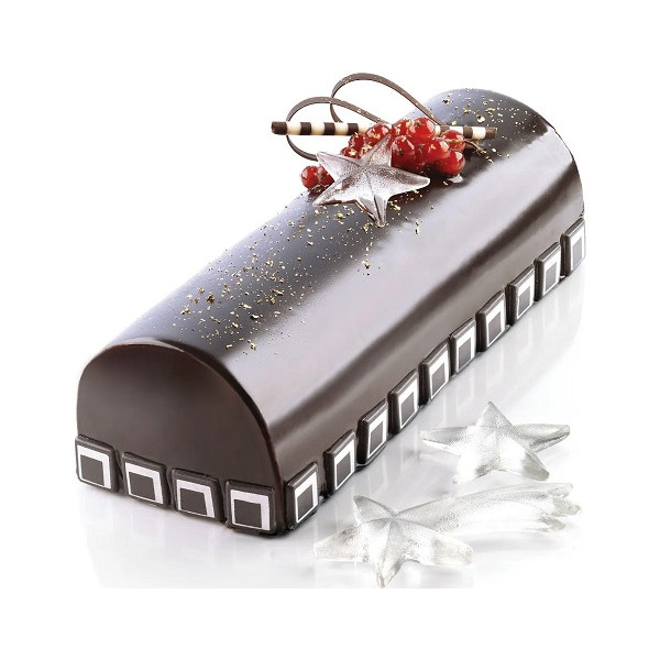 Buche Silikomart stampo tronchetto tortaflex silicone bianco 25 x 9 x h 7 cm