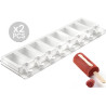 Set 2 Stampi mini Gelati Chic in silicone Top White + 2 vassoi in ABS + 100 bastoncini legno di faggio, da Silikomart.