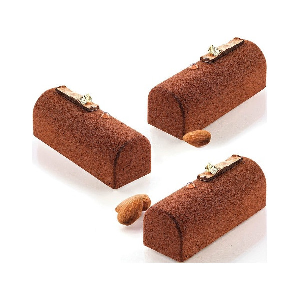 Midi Buche Silikomart: stampo in silicone per 9 tronchetti medi 8,4x3,2xh3,5 cm