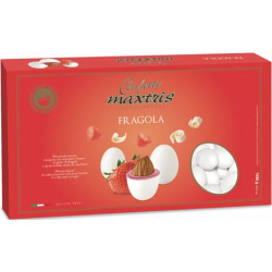 Maxtris Fragola, confetti bianchi da 1 Kg: mandorla tostata e cioccolato bianco aromatizzato al gusto fragola
