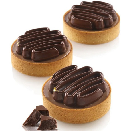Kit tarte ring Honoré ø8 cm Silikomart: 8 anelli tondi microforati per basi crostatine e stampo silicone top ø7xh1,3 cm