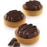 Kit tarte ring Honoré ø8 cm Silikomart: 8 anelli tondi microforati per basi crostatine e stampo silicone top ø7xh1,3 cm