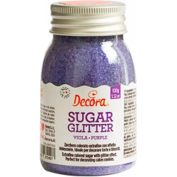 Zucchero Glitterato Viola Decora (100g) – Cristalli, Extra-Fini Brillanti, per Decorazioni su Torte e Biscotti