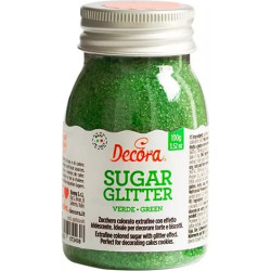 Zucchero glitterato verde Decora cristalli di zucchero verde 100 g