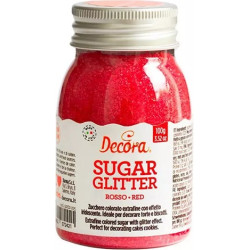 Zucchero glitterato rosso Decora cristalli di zucchero rosso 100 g