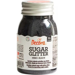 Zucchero Glitterato Nero Decora – 100 g di Cristalli Extra-Fini Brillanti per Decorazioni su Torte e Biscotti