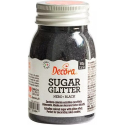 Zucchero glitterato nero Decora cristalli di zucchero nero 100 g
