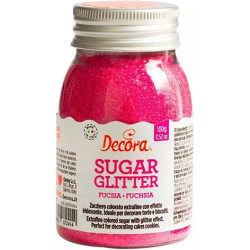 Zucchero glitterato fucsia Decora cristalli di zucchero fucsia 100 g