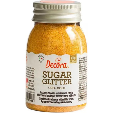 Zucchero glitterato oro Decora cristalli di zucchero oro 100 g Zucchero glitterato oro Decora cristalli di zucchero oro 100 g