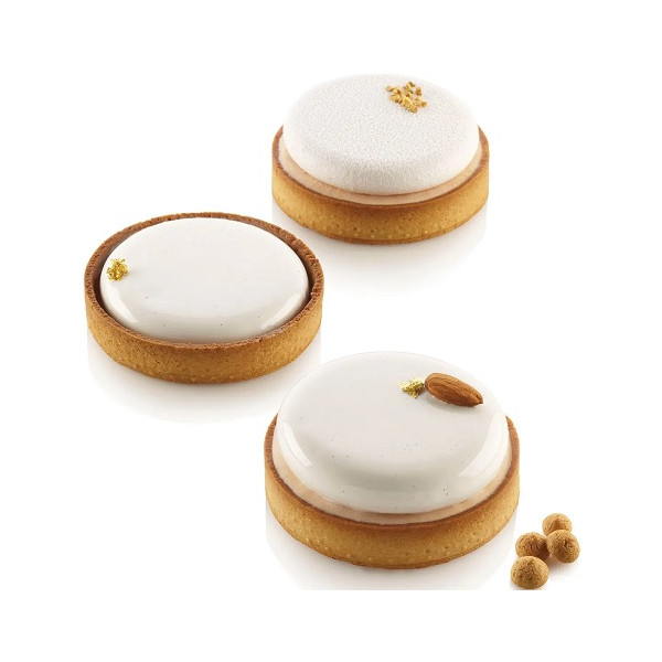 Kit Tarte Ring Round Silikomart da 10 cm: stampo silicone crostatina e anello microforato tondo