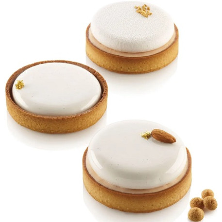 Kit Tarte Ring Round Silikomart da 10 cm: stampo silicone crostatina e anello microforato tondo Kit Tarte Ring Round Silikomart da 10 cm: stampo silicone crostatina e anello microforato tondo