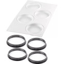 Kit Tarte Ring Round 4 Anelli microforati di 10 cm e Stampo in Silicone da Silikomart per Crostate Tonde