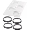 Kit Tarte Ring Round 4 Anelli microforati di 10 cm e Stampo in Silicone da Silikomart per Crostate Tonde Kit Tarte Ring Round 4 Anelli microforati di 10 cm e Stampo in Silicone da Silikomart per Crostate Tonde