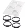 Kit Tarte Ring Round 4 Anelli microforati di ø10 cm e Stampo in Silicone da Silikomart per Crostate Tonde