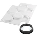 Kit Tarte Ring Round 10 cm Silikomart: 4 anelli microforati di 10 cm e stampo in silicone per top di crostate tonde