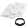 Kit Tarte Ring Round 10 cm Silikomart: 4 anelli microforati di ø10 cm e stampo in silicone per top di crostate tonde