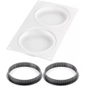 Kit Tarte Ring Round 15 cm Silikomart: stampo in silicone e due anelli microforati per crostate e torte da 15 cm