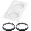 Kit Tarte Ring Round ø15 cm Silikomart: stampo in silicone e due anelli microforati per crostate e torte di ø15 cm