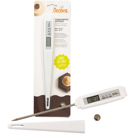 Termometro digitale con sonda lunga in acciaio e range di misurazione -50 +300°C da Decora Termometro digitale con sonda lunga in acciaio e range di misurazione -50 +300°C da Decora