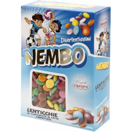 Nembo assortite lenticchie di cioccolato al latte confetti colorati Crispo 1 kg Nembo assortite lenticchie di cioccolato al latte confetti colorati Crispo 1 kg