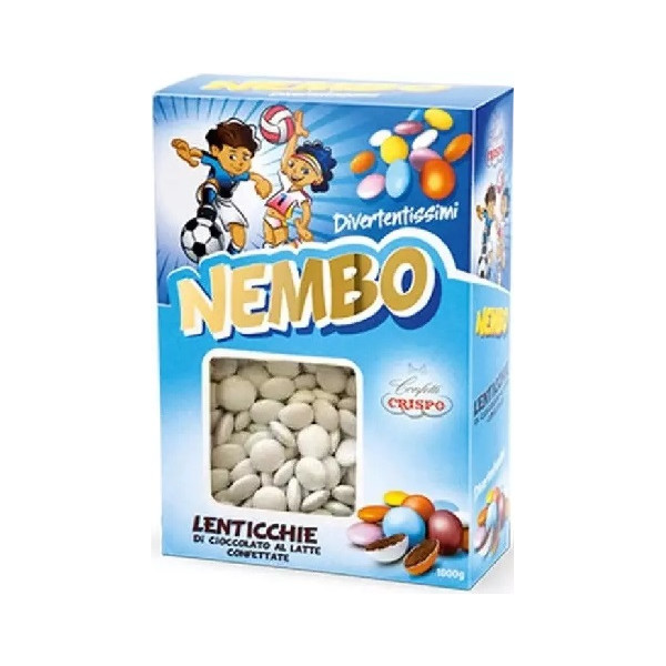Nembo bianche lenticchie di cioccolato al latte confetti bianchi Crispo 1 kg