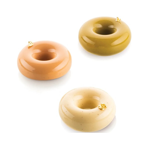 Donuts Fourmand 80 Silikomart stampo in silicone 6 ciambelline eleganti 3D ø72 h 27 mm