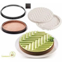 Kit Tarte Grafique Stampo Silicone tema linee grafiche con Anello Tondo di Silikomart