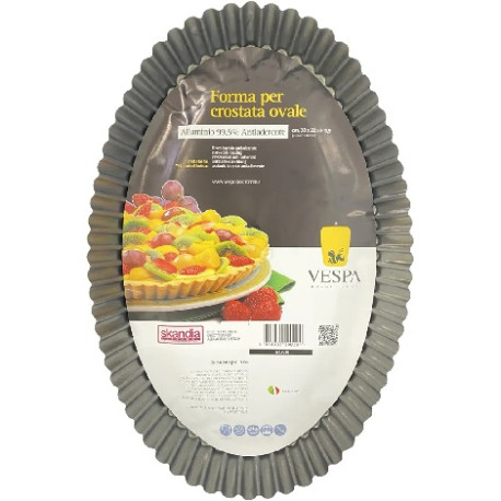 Forma crostata ovale con fondo rialzato Vespa alluminio antiaderente 33 x 22 h 3,5 cm Forma crostata ovale con fondo rialzato Vespa alluminio antiaderente 33 x 22 h 3,5 cm