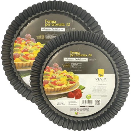 Forma crostata tonda fondo rialzato Vespa alluminio antiaderente di ø28 cm o ø32 cm Forma crostata tonda fondo rialzato Vespa alluminio antiaderente di ø28 cm o ø32 cm