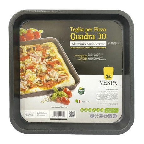 Teglia per pizza quadrata in allumino antiaderente da vespa lato 30 cm