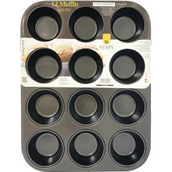 Stampo 12 muffin o cupcake tondi di ø7 cm di Vespa in acciaio antiaderente teglia 35 x 26,5 x h 3 cm