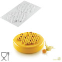Stampo Miel 80 in silicone bianco per 2 forme o decori ad alveoli esagonali di 14 cm da Silikomart