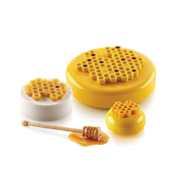 Kit Miel Silikomart set 3 stampi in silicone bianco per decori alveoli