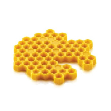 Stampo Miel 80 in silicone bianco per 2 forme o decori ad alveoli esagonali di 14 cm da Silikomart