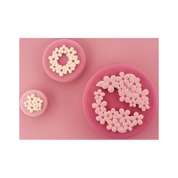 Kit Flora Silikomart set 3 stampi in silicone bianco per decorazioni a tema fiori