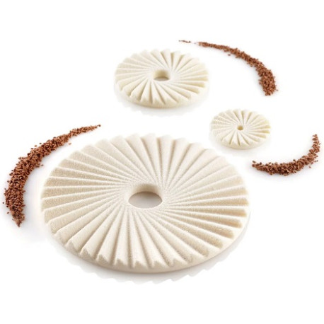 Kit Plissé Silikomart set 3 stampi in silicone bianco per decorazioni di torte e dolci mini e monoporzioni a plissé Kit Plissé Silikomart set 3 stampi in silicone bianco per decorazioni di torte e dolci mini e monoporzioni a plissé