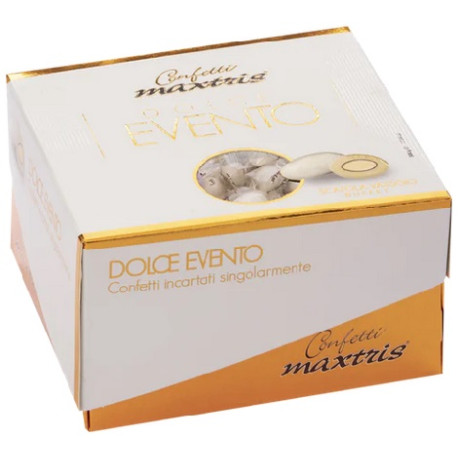 Vassoio Dolce Evento Bianco confetti bianchi Maxtris incartati da 500 g Vassoio Dolce Evento Bianco confetti bianchi Maxtris incartati da 500 g