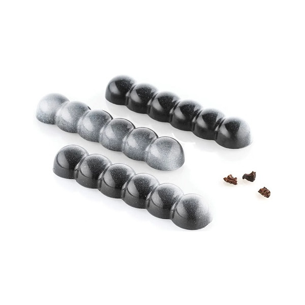 CH012 Riga B: Stampo in Tritan per 10 Barrette di Cioccolato con decoro a bolla da Silikomart