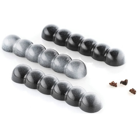 CH012 Riga B: Stampo in Tritan per 10 Barrette di Cioccolato con decoro a bolla da Silikomart CH012 Riga B: Stampo in Tritan per 10 Barrette di Cioccolato con decoro a bolla da Silikomart