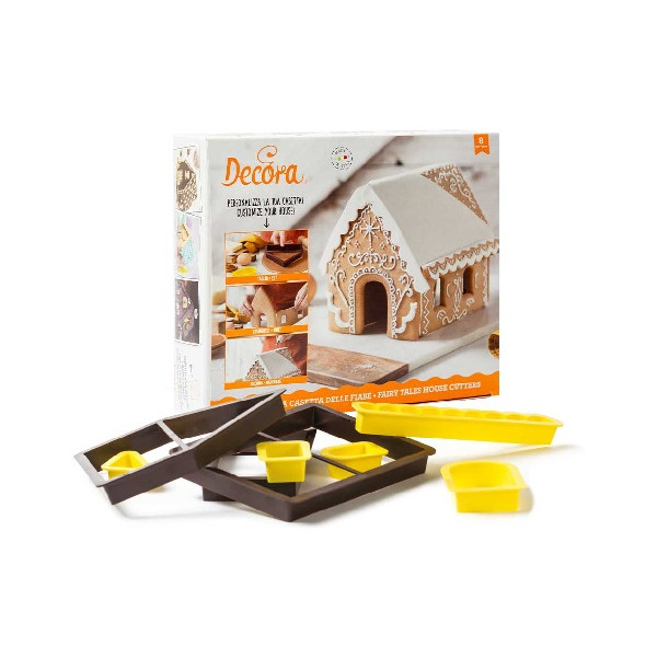 Set 8 tagliapasta casetta marzapane o casa delle fiabe in plastica da Decora
