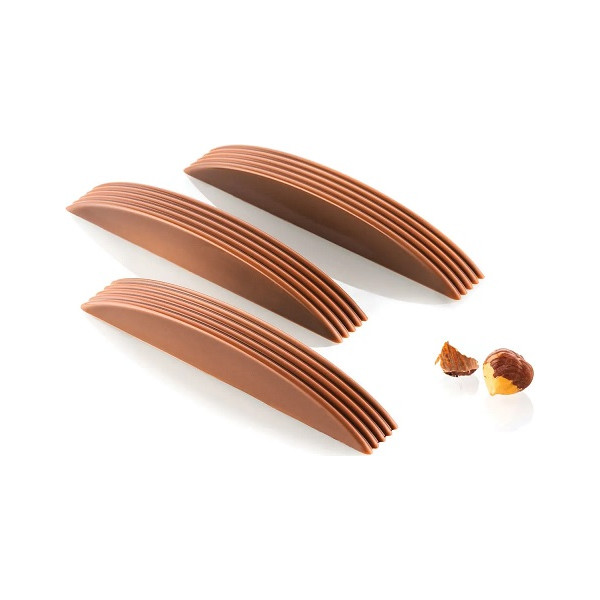 CH006 Riga B: Stampo in Tritan per 10 Barrette di Cioccolato con decoro a riga da Silikomart