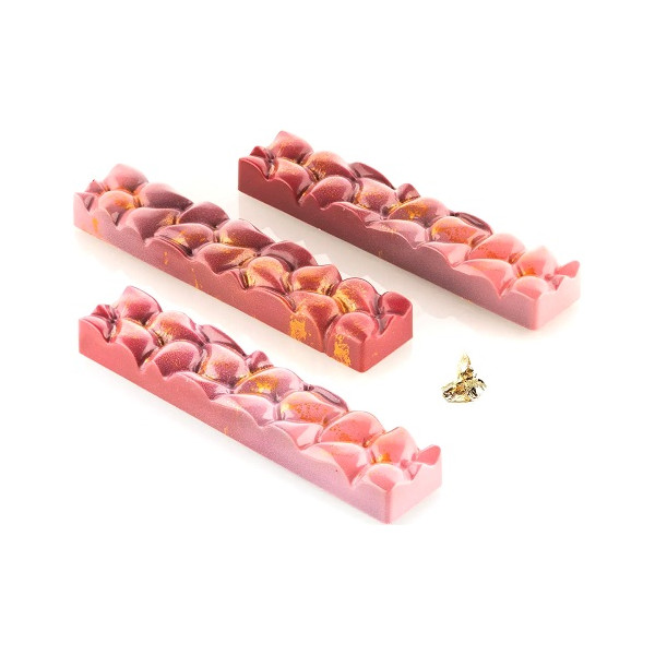 CH009 Goccia B: Stampo in Tritan per 8 Barrette di Cioccolato con decoro a goccia da Silikomart