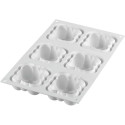 Cloud 120 Silikomart: stampo  6 monoporzioni nuvole in silicone bianco da 7,1x7,1xh3,4 cm